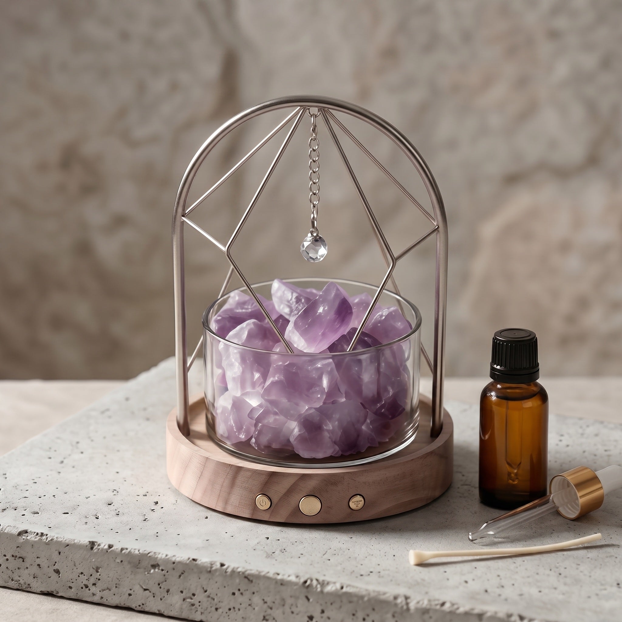 Illuminated Geometric Arch Amethyst Crystal Aromatherapy Diffuser
