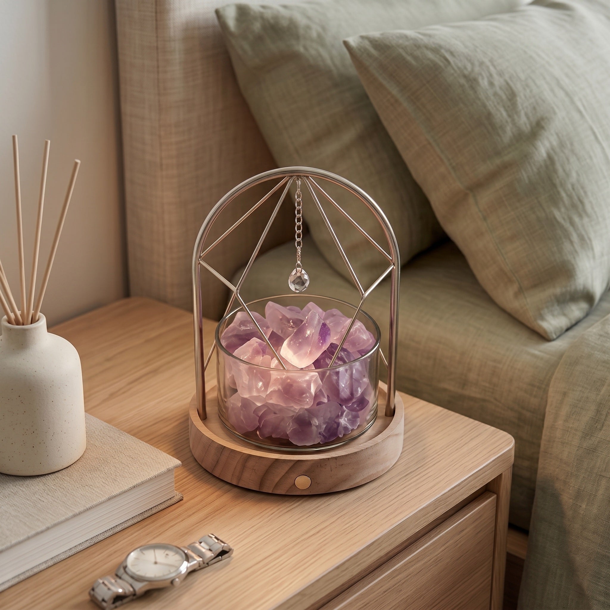 Illuminated Geometric Arch Amethyst Crystal Aromatherapy Diffuser
