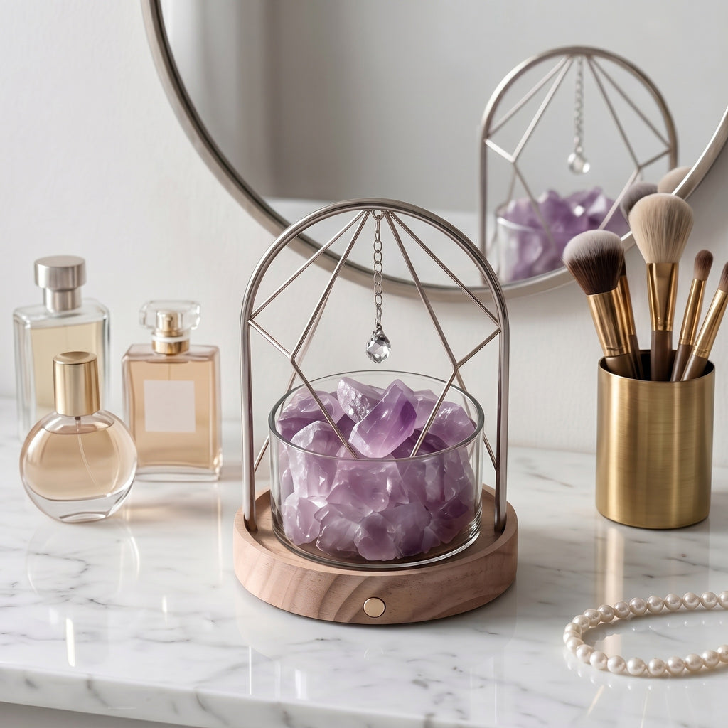 Illuminated Geometric Arch Amethyst Crystal Aromatherapy Diffuser