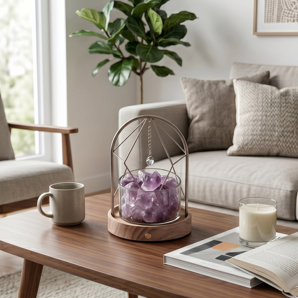 Illuminated Geometric Arch Amethyst Crystal Aromatherapy Diffuser