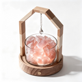 Illuminated Segmented Wooden Arch Rose Quartz Aromatherapy Diffuser