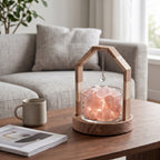 Illuminated Segmented Wooden Arch Rose Quartz Aromatherapy Diffuser