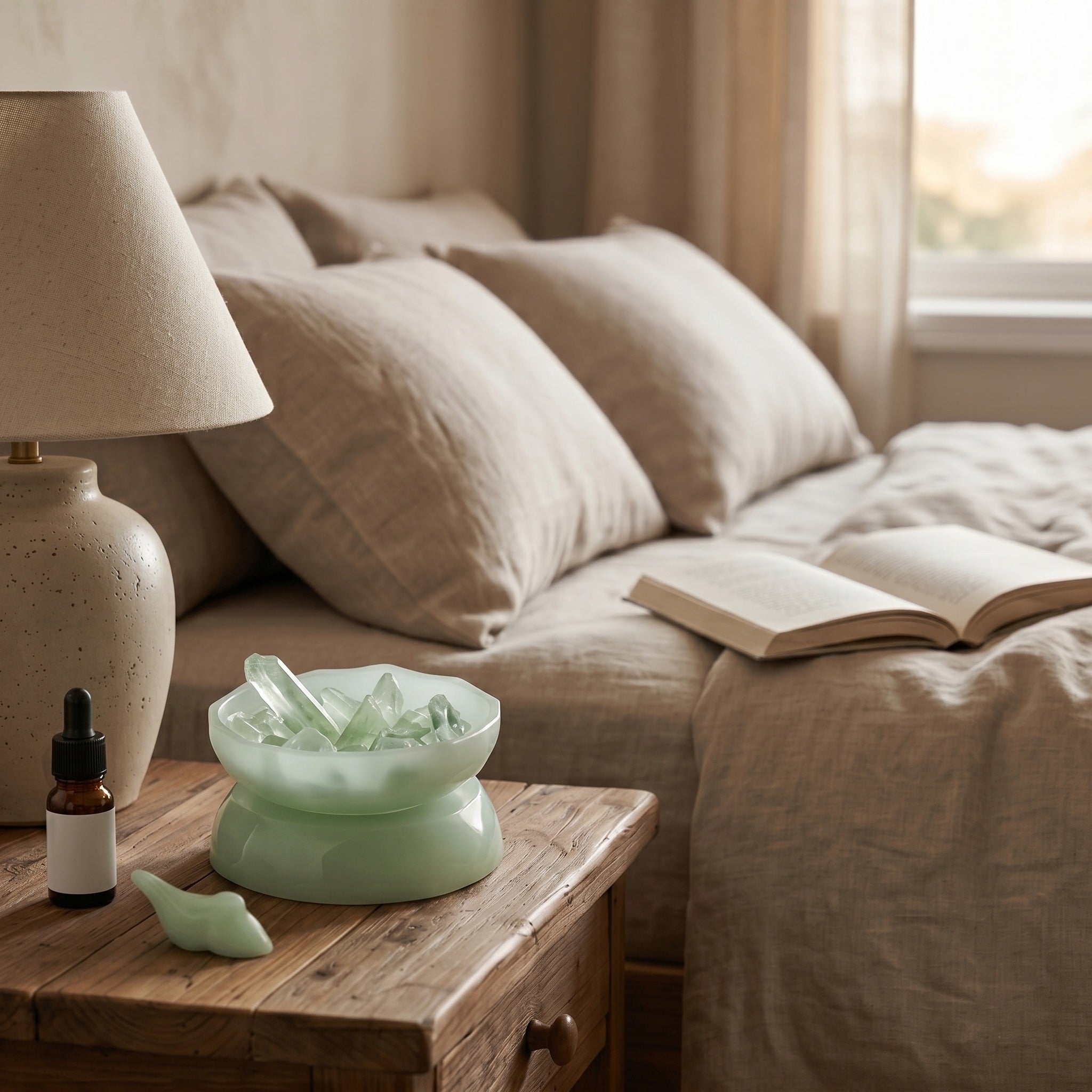 Tranquil Celadon Green Crystal Aromatherapy Diffuser Set