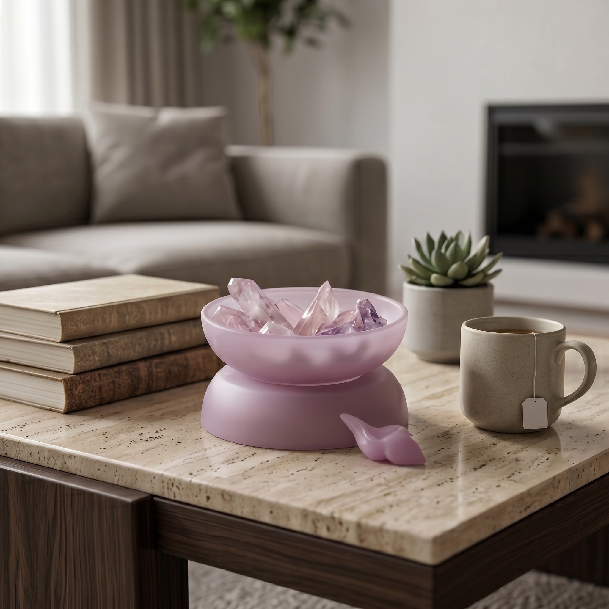 Serene Lilac Amethyst Crystal Aromatherapy Diffuser Set