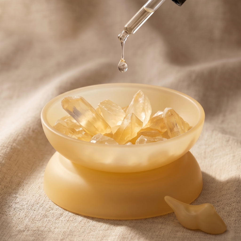 Luminous Golden Citrine-Tone Crystal Aromatherapy Diffuser Set