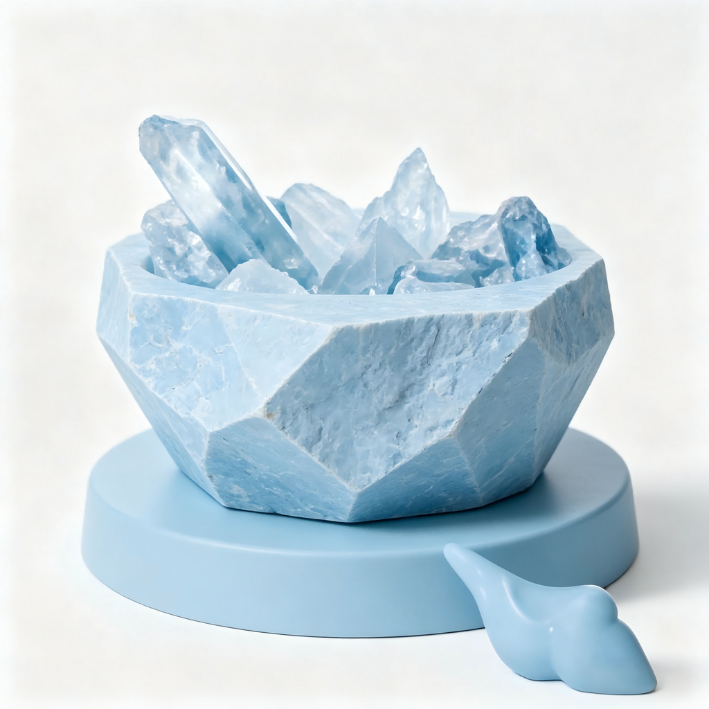 Serene Glacier Blue Faceted Crystal Aromatherapy Diffuser Set