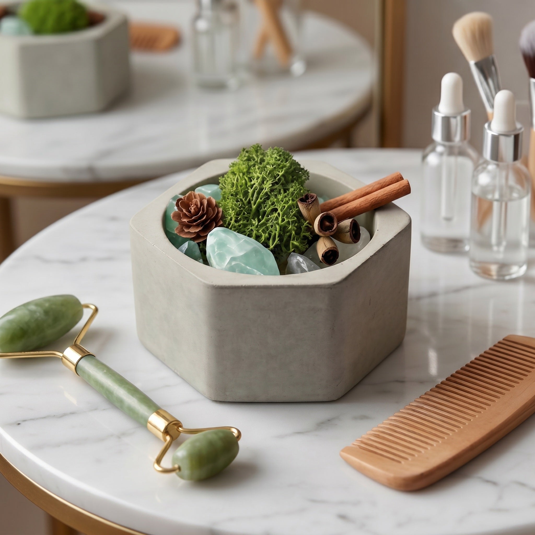 Industrial Woodland Hexagonal Concrete Aromatherapy Diffuser Set