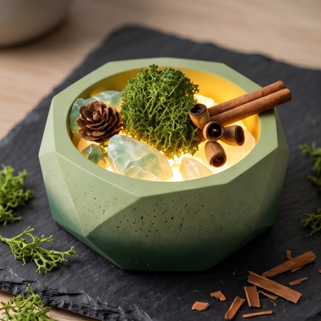 Enchanted Forest Illuminated Gradient Concrete Aromatherapy Diffuser