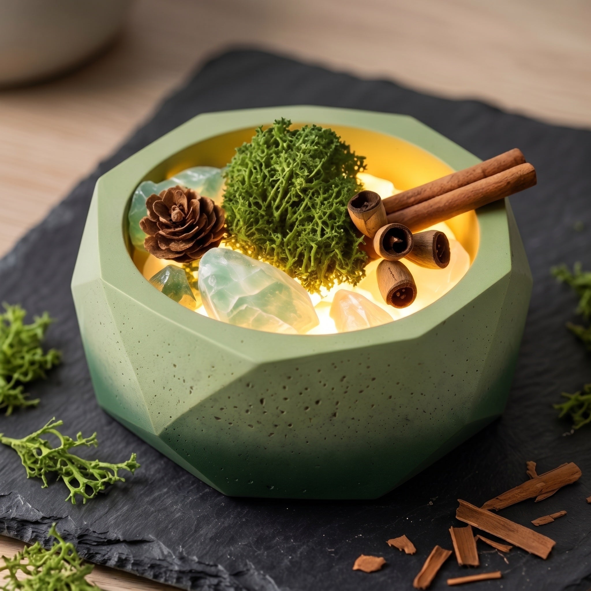 Enchanted Forest Illuminated Gradient Concrete Aromatherapy Diffuser