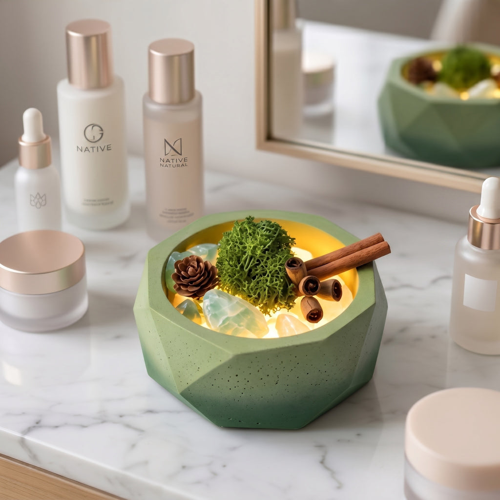 Enchanted Forest Illuminated Gradient Concrete Aromatherapy Diffuser