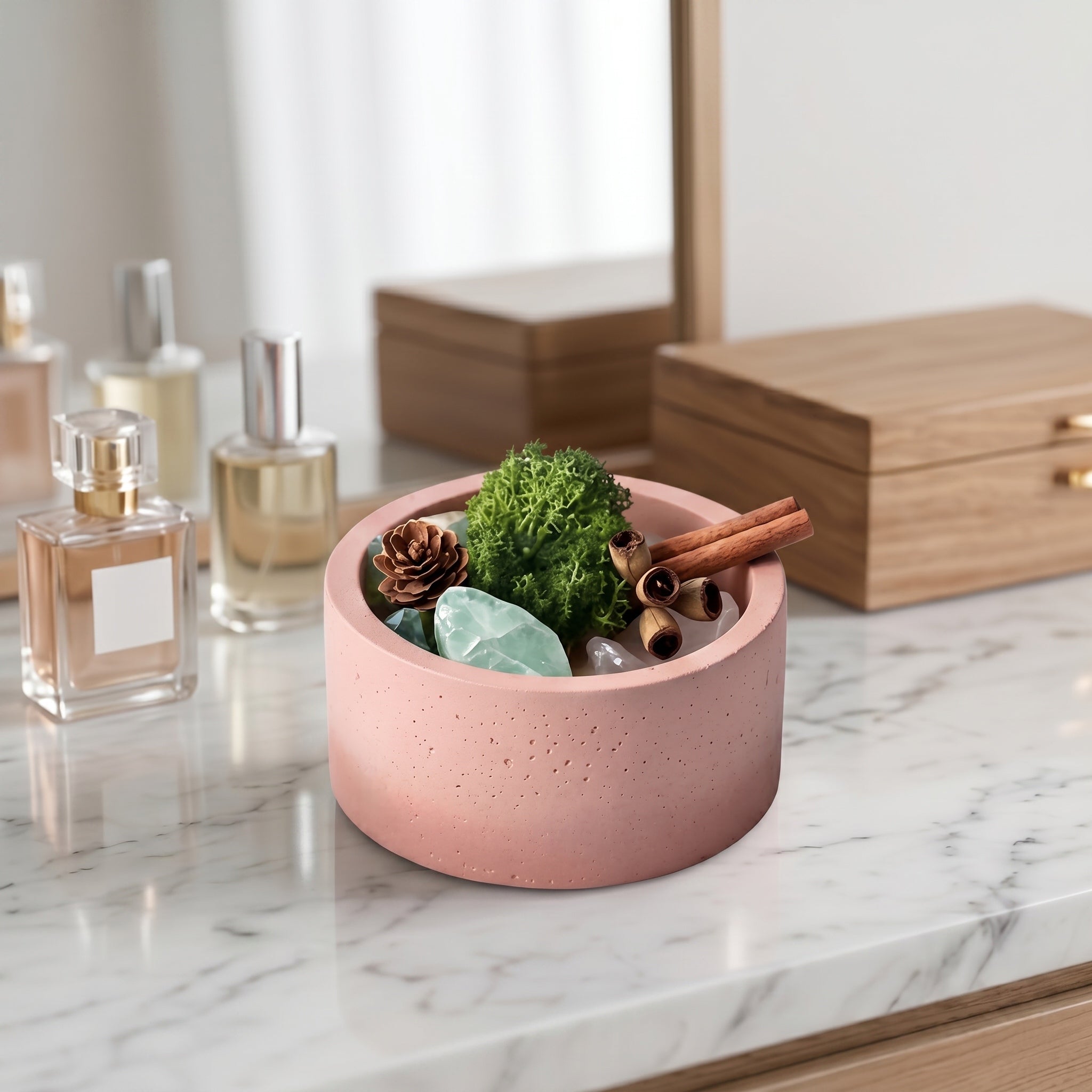 Blush Pink Industrial Woodland Aromatherapy Diffuser Set