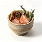 Rustic Earth Stoneware and Pink Crystal Botanical Aromatherapy Set