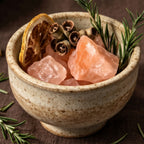Rustic Earth Stoneware and Pink Crystal Botanical Aromatherapy Set